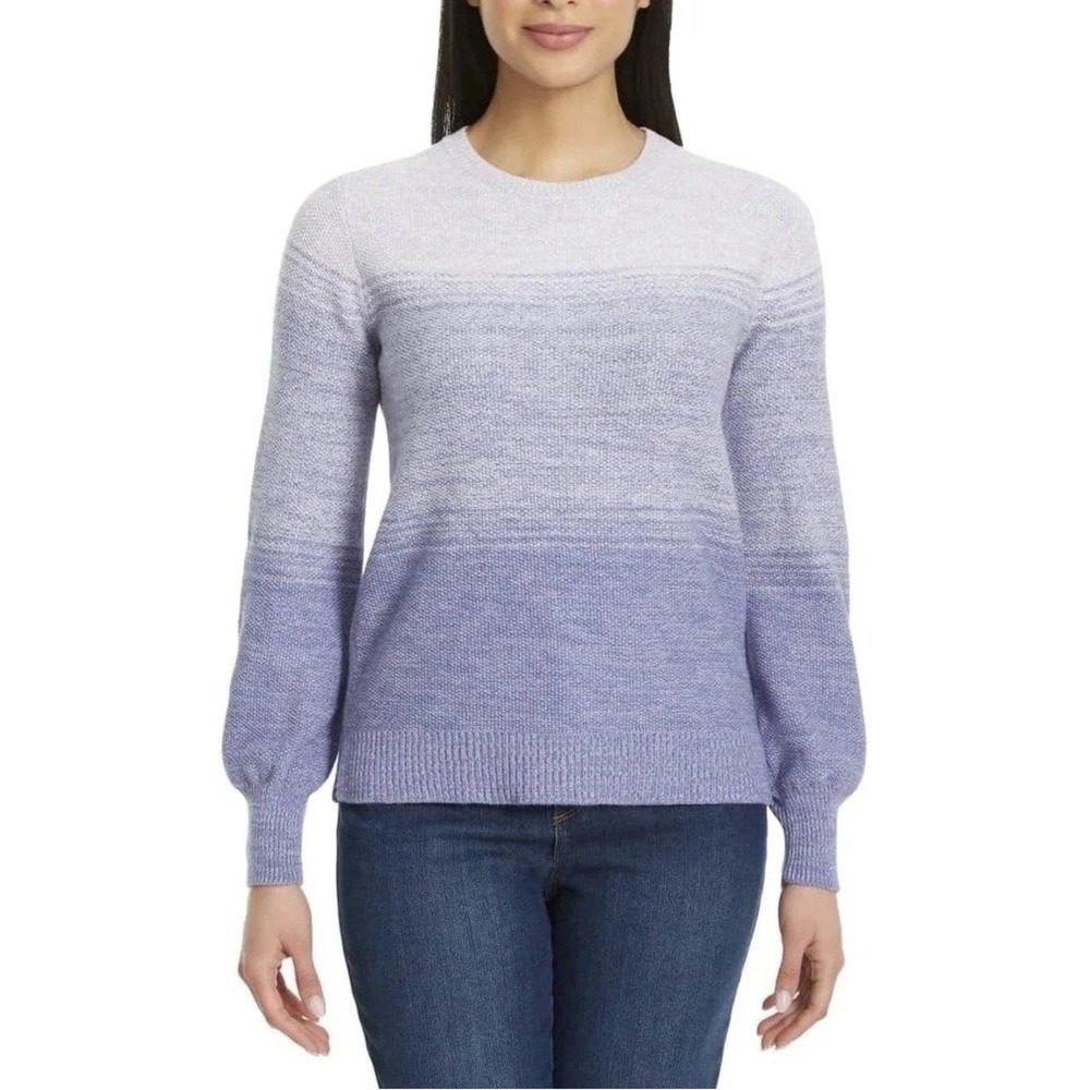 NWOT Gloria Vanderbilt Women's L Purple Ombre Knit Sweater Viscose Blend